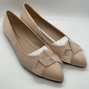 Stillieve Women's Classic Peach/Bow Rhinestone Studs Ballet Flats Size 9